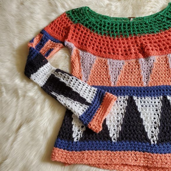 Like NEW Free People Modern Art Geometric Sweater - Picture 11 of 14